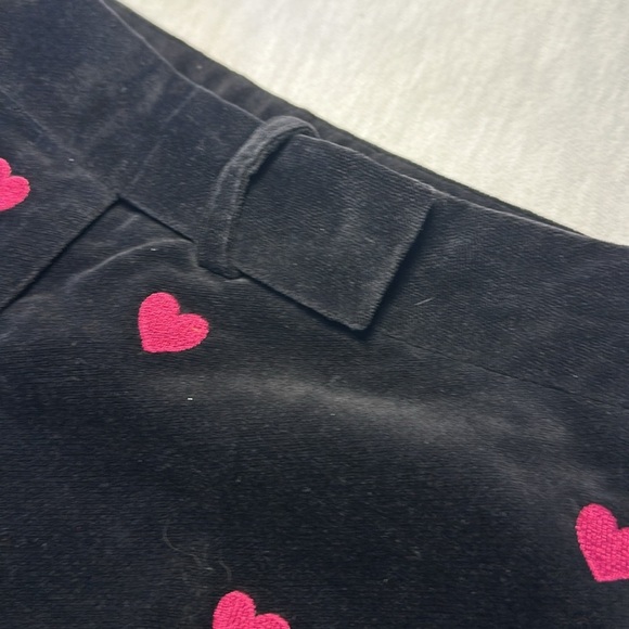 LILLY PULITZER Black Embroidered Hearts Stretch Velveteen Pants Women’s Size 6 - Picture 6 of 14
